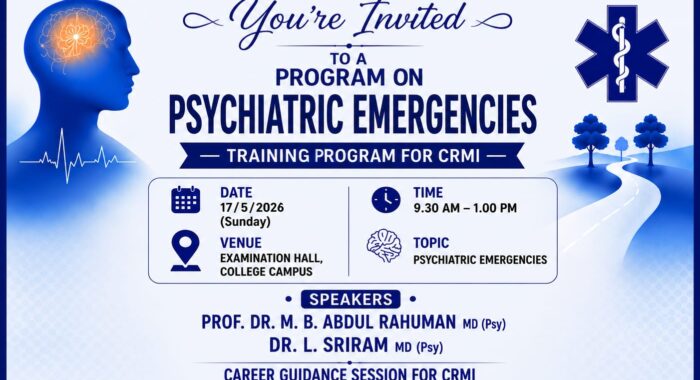 Training Program on Psychiatric Emergencies for CRMI – Thoothukudi Medical College Hospital