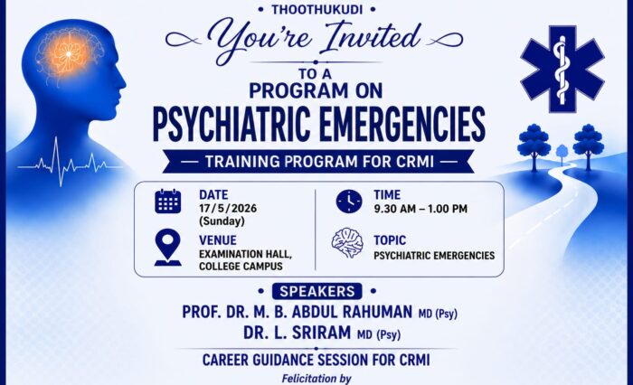 Training Program on Psychiatric Emergencies for CRMI – Thoothukudi Medical College Hospital